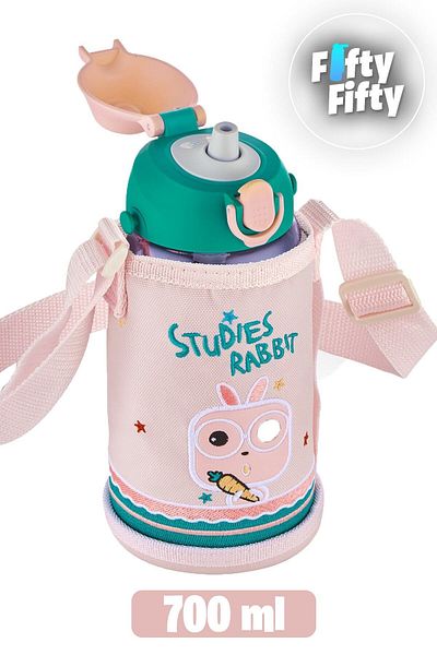 Uzspace 700 ml - Large Size-Tritan Water Bottle with Case and 2 Separated Lids with/Without Straw