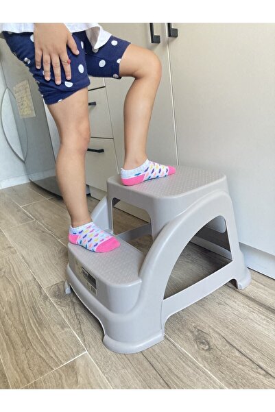 HOLLYHOME Merdivo Küçük Sütlü Kahve Dayanıklı Plastik Basamak Merdiven Kamp Tabure 28hx38x43cm Hh