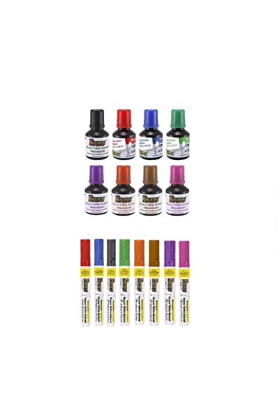 Siriderya Rengarenk Doldurulabilir Tahta Kalemi ve Yedek Mürekkep Seti 8 Renk 16 Parça