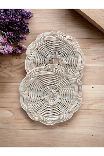 JUST BEST Rattan Hasır Bambu Bardak Fincan Altlığı 2 Adet