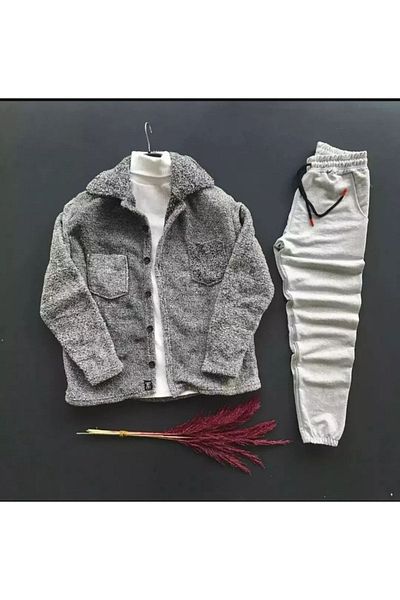 LUPERCUS Jacket Plush And Sweatpants And Sweater Knitwear 3 Pieces Set