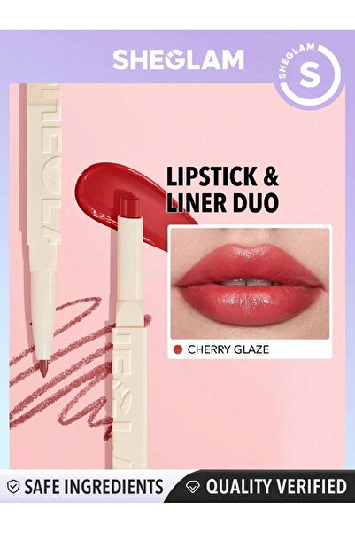 SHEGLAM GLAM 101 LIPSTICK & LINER DUO, dudak kalemi ve ruj kalem, 2in1