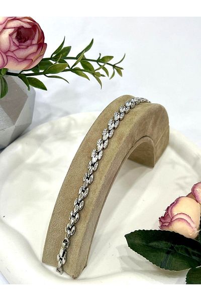 XUPING JEWELRY 17+2cm Silver Steel Bracelet - Transparent Zircon Stone