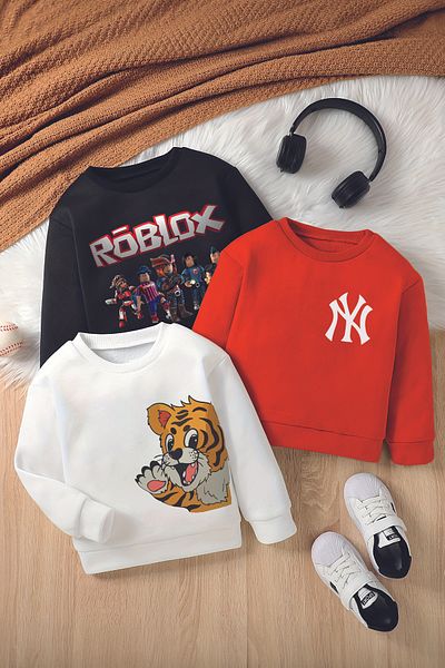 MYADA Детски суитшърт с кръгло деколте Style Premium - комплект от 3 части Код 20506-20500