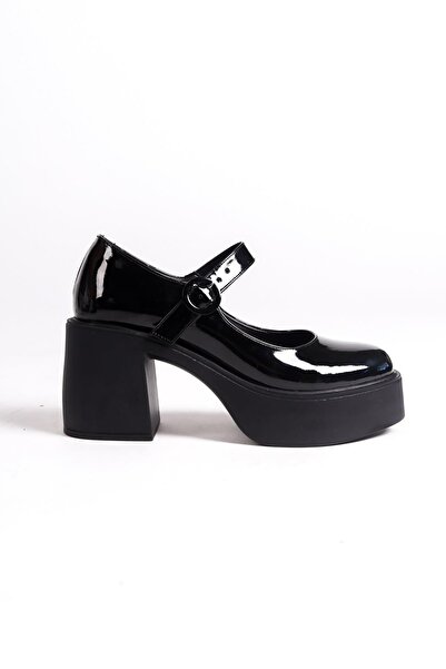 Modabuymus BİZA Black Patent Leather Thick Platform Heeled Mary Jane Casual Shoes