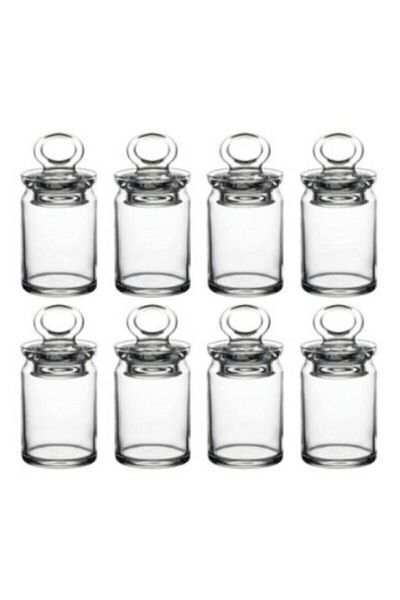 Paşabahçe 240 Cc 8 Pieces - Kitchen Mini Food and Spice Dispenser Storage Glass Jar