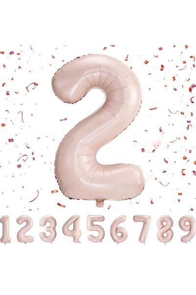 PARTİ AŞKI Nude Pembe Rakam Balon 100 Cm 40 İnc Büyük Boy & Şeftali Tüyü Renkli Doğum Günü Balonu Helyum Uyumlu