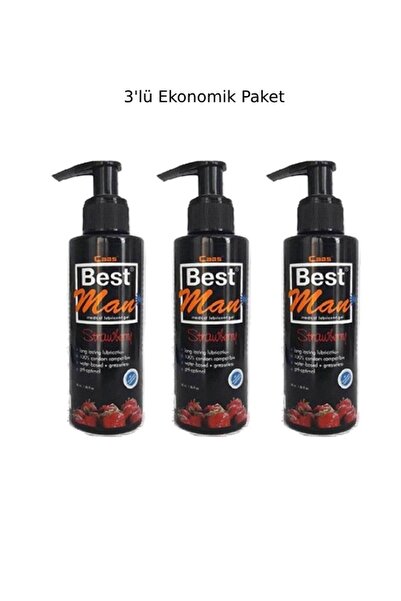 Best Man Bestman Çilek Aromalı Anal/vajinal Kullanıma Uygun Su Bazlı Kayganlaştırıcı Jel 3'lü Ekonomik Set