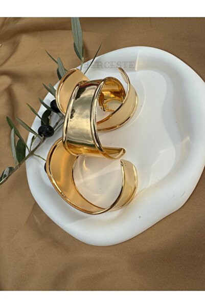 Berceste Takı Xoxo Model Gold Kalın Kelepçe