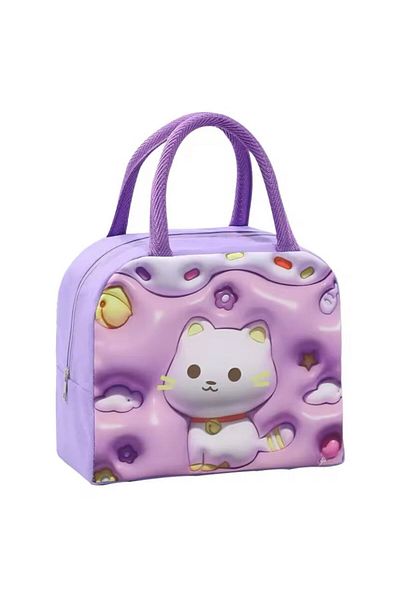synshop Kawaii Hello Kitty Purple Cat Food Nutrition Thermal Makeup Baby Care Organizer Multi-Purpose Bag