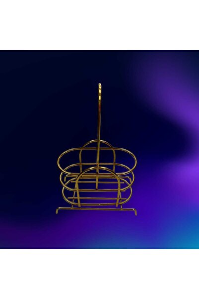 CEPHOME gold lüx metal yağdanlık standı-sirkelik-sosluk ve baharatlık-2 gözlü