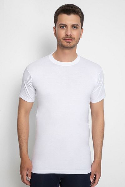 saac Single Jersey White 100% Cotton Men's Undershirt - American Collar, Zero Model - 910
