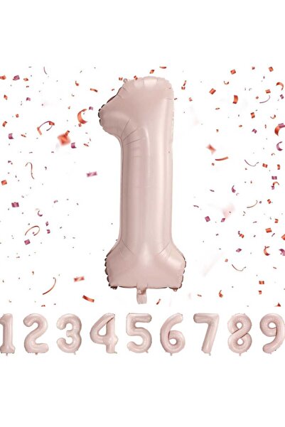 PARTİ AŞKI Nude Pembe Rakam Balon 100 Cm 40 İnc Büyük Boy & Şeftali Tüyü Renk...