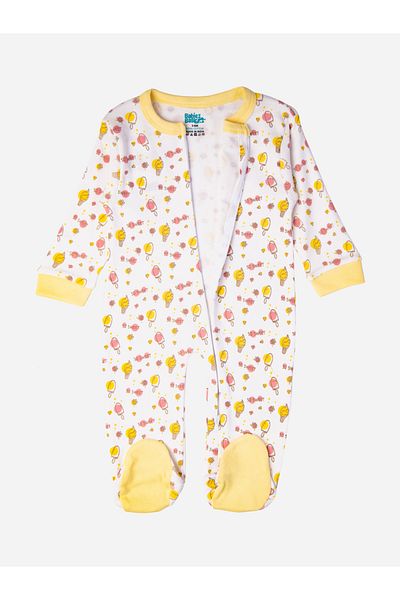 Babies Basic By Styli Ice Cream Print Long Sleeves Sleepsuit