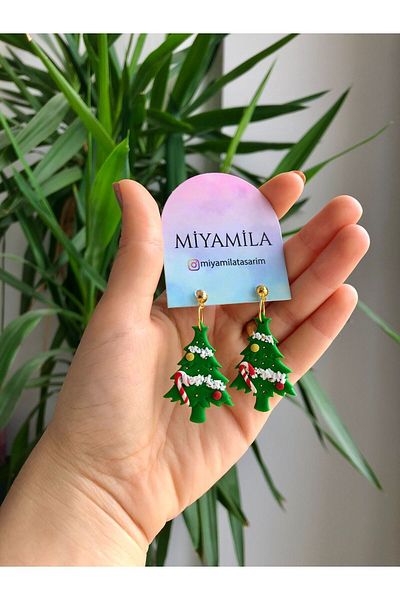 TREND Miyamila Christmas Earrings - Pine Tree Green Polymer Steel