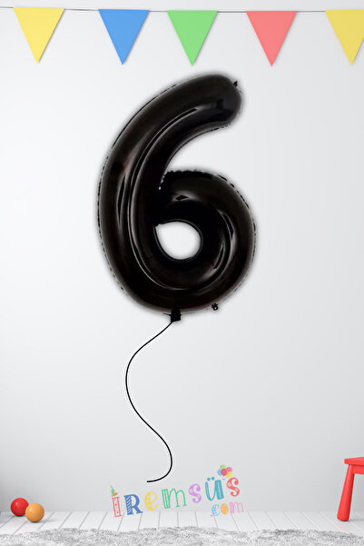mypartyready 6 Yaş Doğum Günü Siyah Renk Folyo Helyum Balon 34" 76 Cm 6 Rakam...