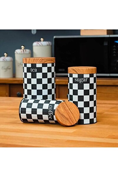 CocoVia Modern Decorative 3-Piece Metal Kitchen Storage Set - Tea, Sugar and Coffee Box