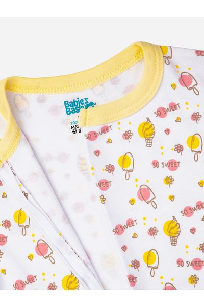 Babies Basic By Styli Ice Cream Print Long Sleeves Sleepsuit