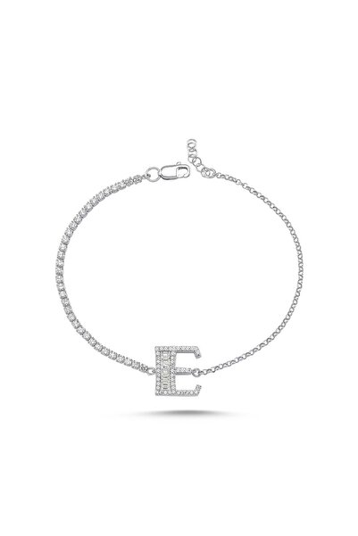 Bulvardi 925 Ayar Gümüş Baget Harfli Bileklik - E Harfi - Gumus - Blv00431-5894