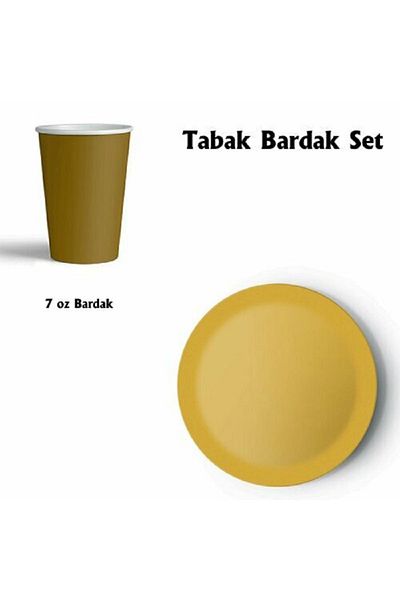 turkuaz parti 8-PIECE GOLD CARDON PLATE AND CUP SET