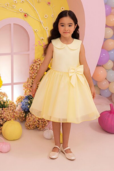 Pamina Yellow Girl's Dress with Baby Collar - Age 3-7