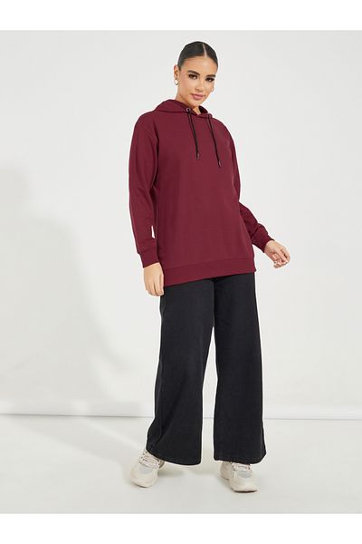 Styli Solid Regular Fit Longline Hoodie