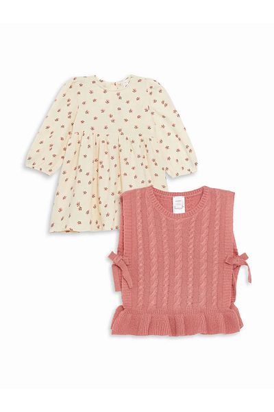LC Waikiki Lcw Baby - Crew Neck Clothes and Sweaters 2 Pieces Set for Baby Girl