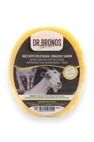 Dr. Bronos صابون إسفنجي طبيعي مع مستخلص حليب الماعز