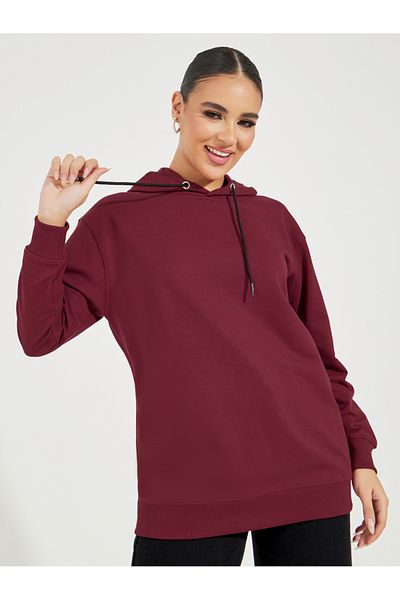Styli Solid Regular Fit Longline Hoodie
