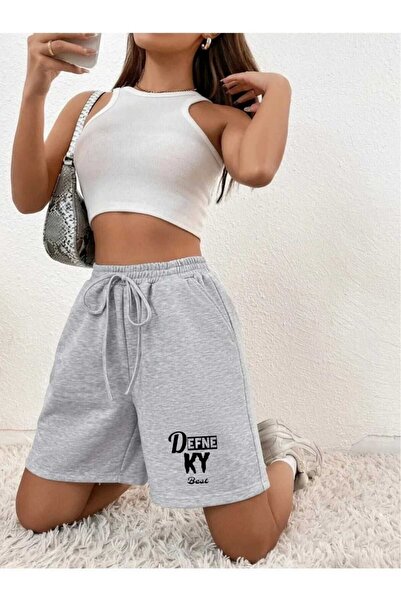 dk defne ky Dámské šortky s šedým potiskem