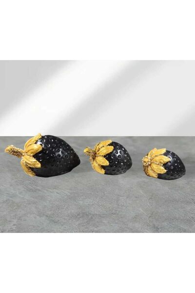 rakaymu Kristal Taşlı 3 lü Çilek Dekoratif Biblo Obje Seti