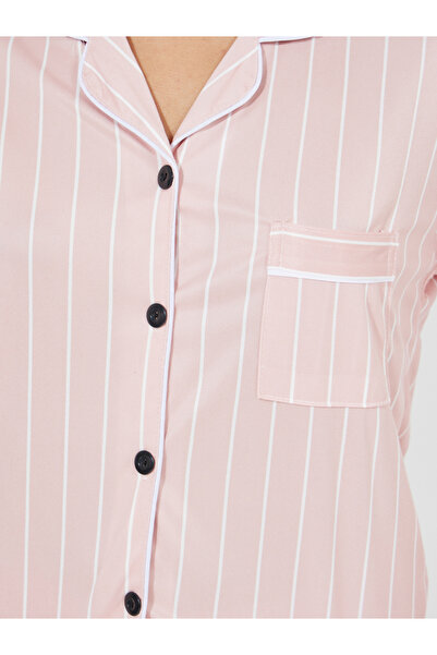 Take Two By Styli Striped Pocket Detail Shirt & Pyjama Set