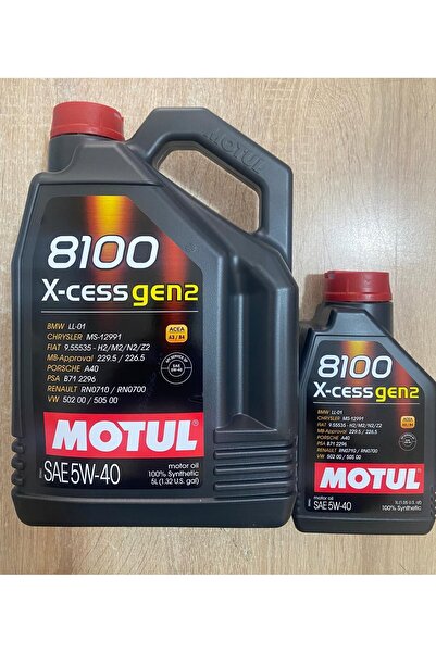 Motul 8100 X-cess Gen2 5W40 Tam Sentetik Motor Yağı ( 5L + 1L ) 6L ( Üretim Yılı 2024 )