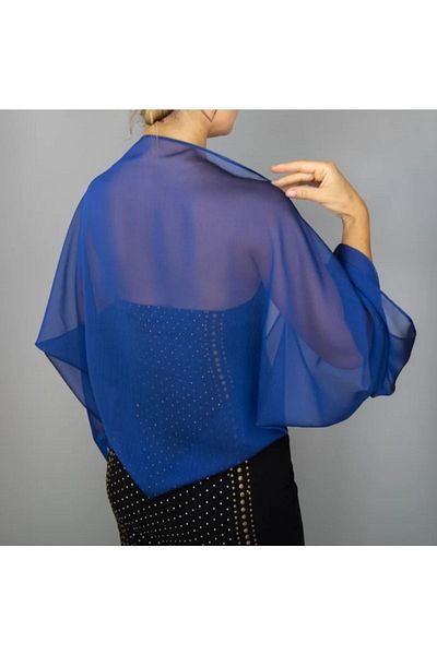 es moda shop Amylee Chiffon Shawl Bolero Saks Blue