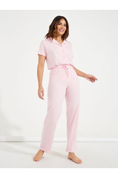 Styli Cotton Jersey Short Sleeve Shirt & Pyjama Set
