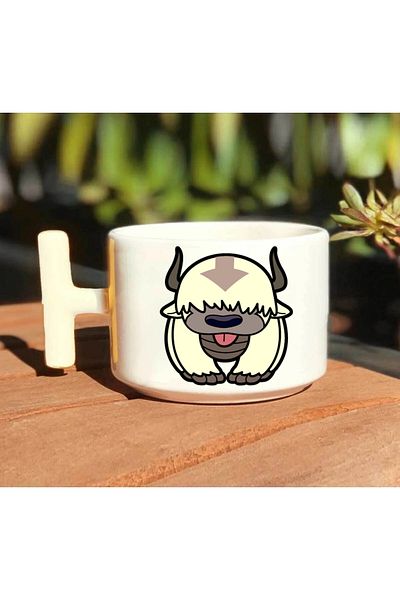 GünayStore Avatar - the Last Airbender White t Handle Mug - Aang Katara Sokka Appa Handmade