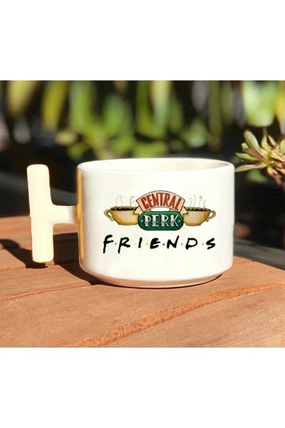 GünayStore Friends Central Perk - Chandler and Monica White T- Mug Handmade
