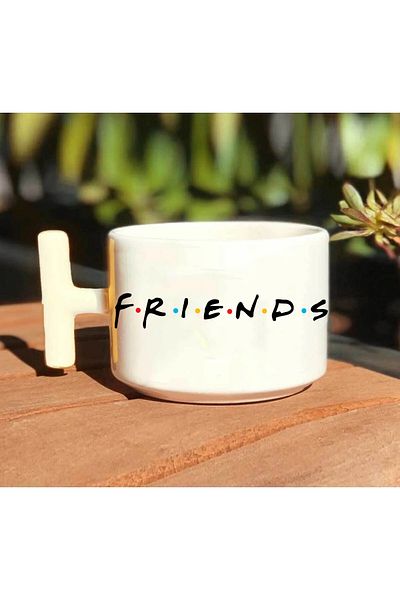 GünayStore Friends Central Perk - Chandler and Monica White T- Mug Handmade