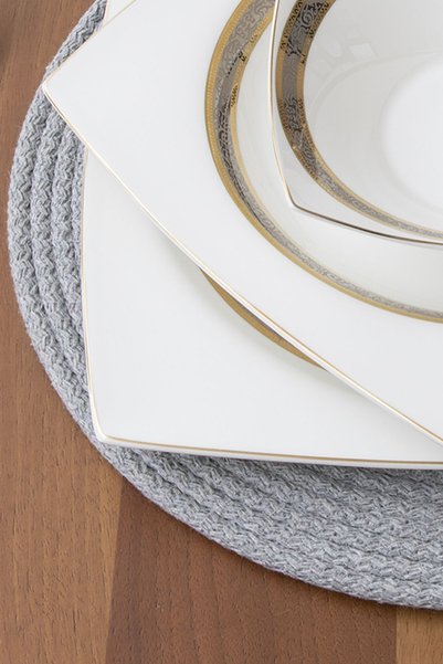 ARMİDA CONCEPT 2 Pieces Gray Jute Plate / American Service Lux Presentation Plate Mat