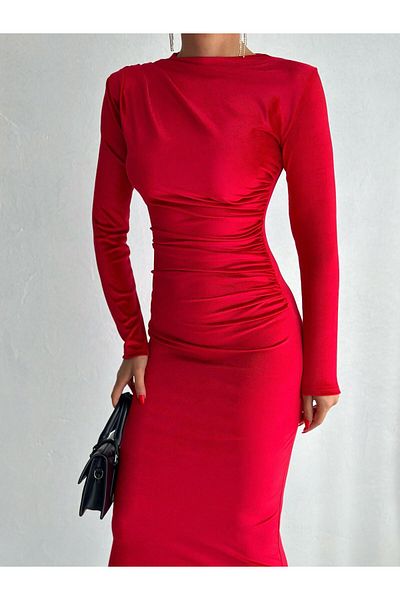 badibadii Velvet Women's Dress - Gathered Design