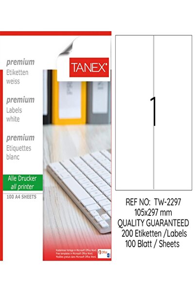 Generic Brand Tanex laserska etiketa TW-2297 105*297 mm bela 100 kom