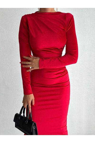badibadii Velvet Women's Dress - Gathered Design