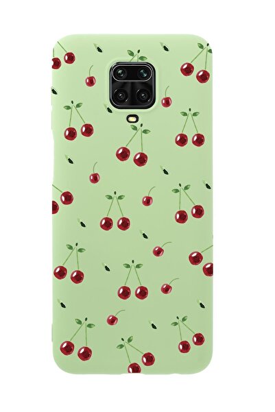 mooodcase Xiaomi Redmi Note 9 Pro Uyumlu Kiraz Desenli Premium Silikonlu Telefon Kılıfı
