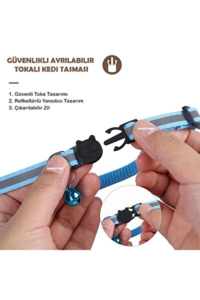 TEKNETSTORE Airtag Yuvalı Kedi Ve Köpek Tasması Kilitli Güvenlik Aparatı Airtag Kılıfı ve Zil Boyun Tasması GPS