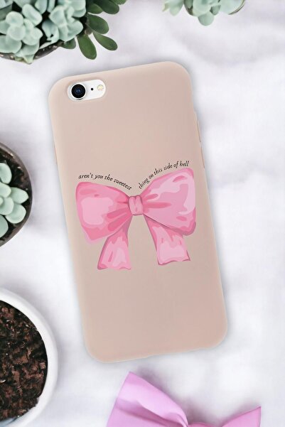 mooodcase iPhone 6S Uyumlu Pembe Kurdele Premium Silikonlu Telefon Kılıfı