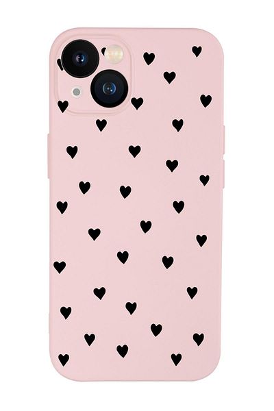 mooodcase iPhone 13 Compatible Black Hearts Patterned Premium Silicone Phone Case with Camera Protection