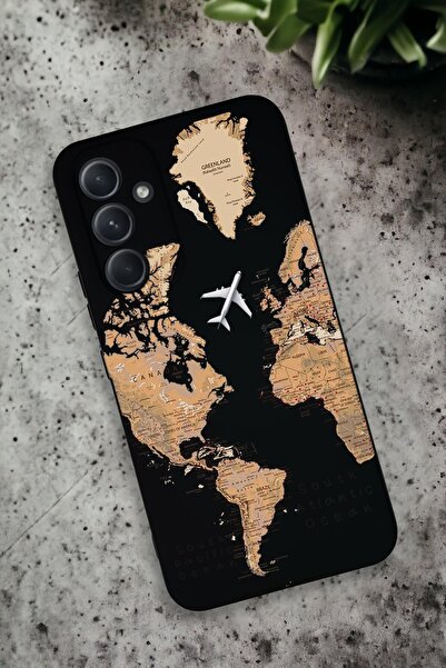 mooodcase Samsung Galaxy A54 Uyumlu Dünya Harita Desenli Premium Silikonlu Lansman Telefon Kılıfı