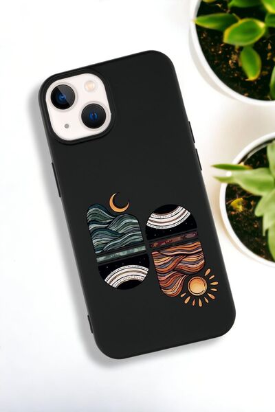 mooodcase iPhone 15 Uyumlu Sunset Wave Desenli Premium Silikonlu Lansman Telefon Kılıfı