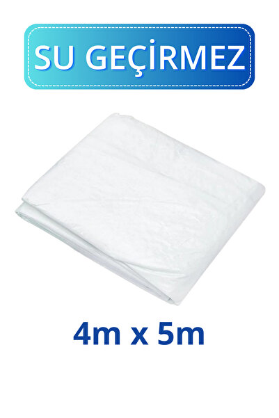 Evkar Beyaz Su Geçirmez Pullu Çadır Branda Tente Yağmurluk Gölgelik 4m x 5m