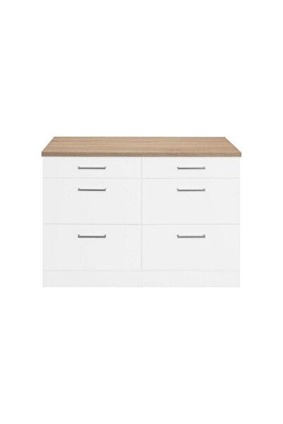 Tdesigno Ares Mutfak 6 Çekmeceli Alt Modül 100 Cm Beyaz Tezgah Dahil